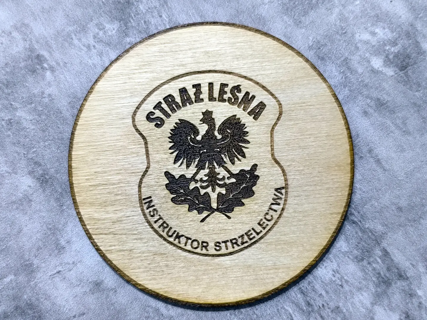 podkładka pod kubek z odznaką Straży Leśnej - Instruktor Strzelectwa